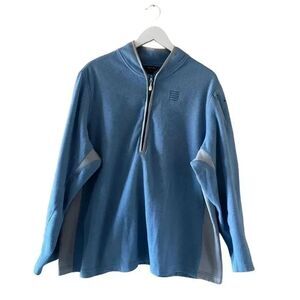 Lands’ End ¼ ZIP Fleece Blue Gray Long Sleeves Soft Cozy Unisex Jacket 3X #1308